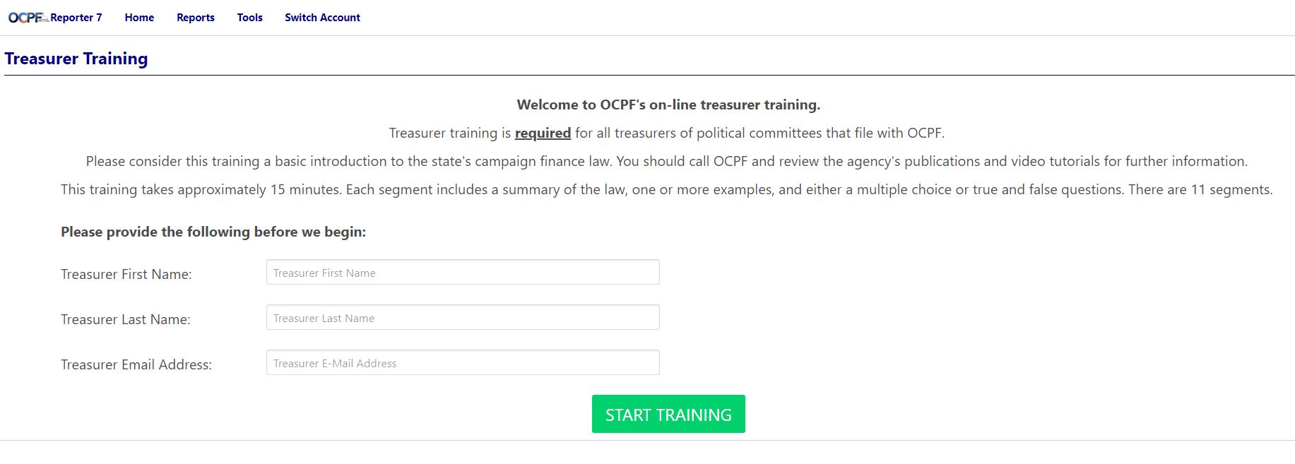OCPF Treasurer Training